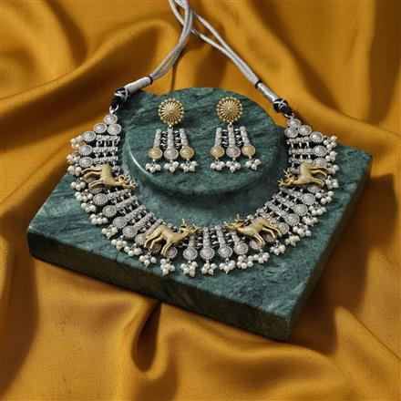 Oxidised Classic Necklace With 2 Tone Plating
