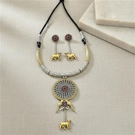 Oxidised Classic Necklace With 2 Tone Plating