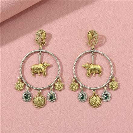 Oxidised Classic Earring With 2 Tone Plating