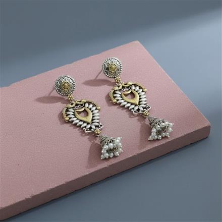 Oxidised Classic Earring With 2 Tone Plating