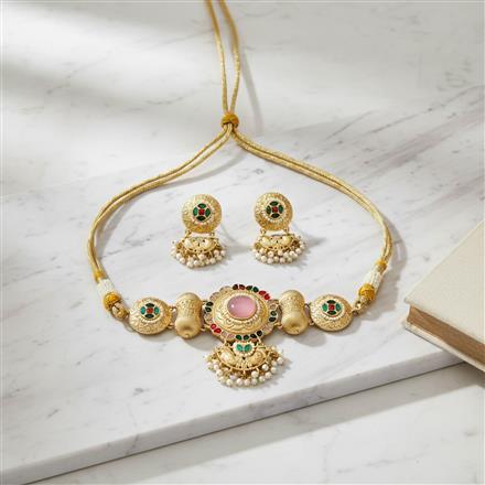 Oxidised Delicate Necklace With Gold Plating