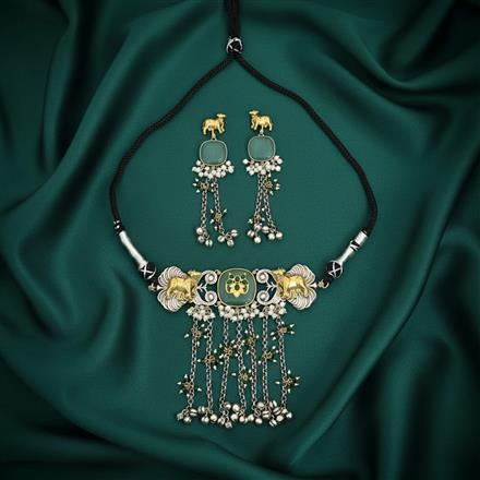 Oxidised Classic Necklace With 2 Tone Plating