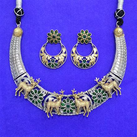 Oxidised Classic Necklace With 2 Tone Plating