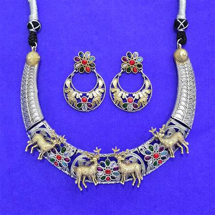 Oxidised Classic Necklace With 2 Tone Plating