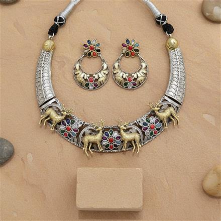 Oxidised Classic Necklace With 2 Tone Plating