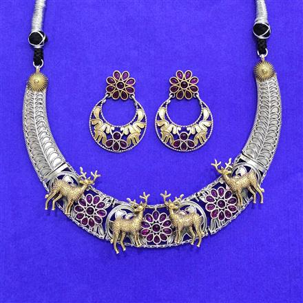 Oxidised Classic Necklace With 2 Tone Plating