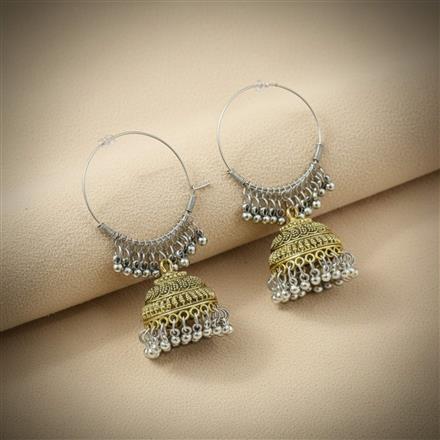 Oxidised Jhumki With 2 Tone Plating