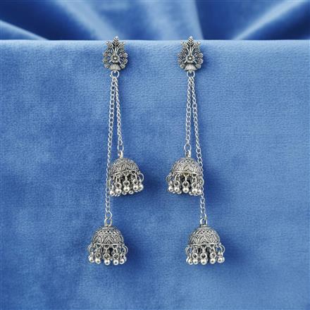 Kashmiri Earring With Oxidised Plating