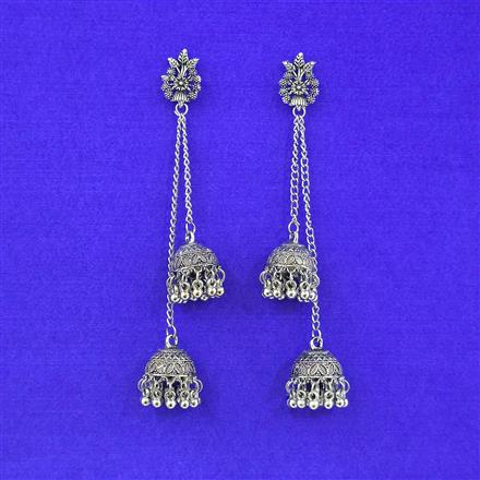 Kashmiri Earring With Oxidised Plating