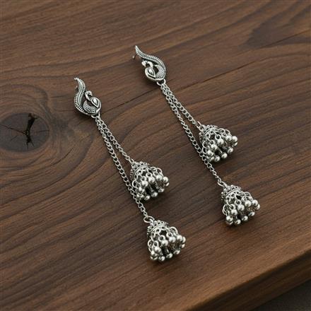 Kashmiri Earring With Oxidised Plating