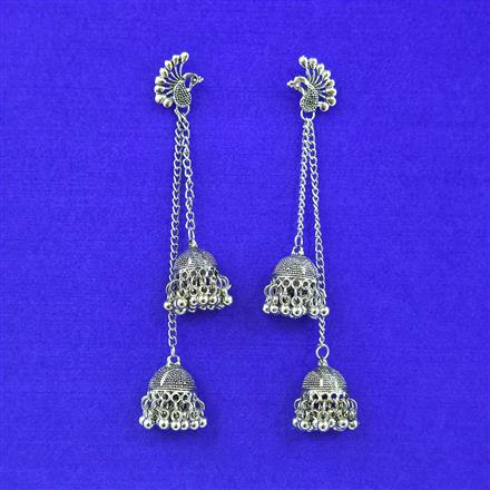 Kashmiri Earring With Oxidised Plating