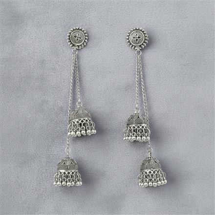 Kashmiri Earring With Oxidised Plating
