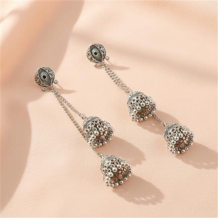 Kashmiri Earring With Oxidised Plating