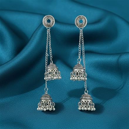 Kashmiri Earring With Oxidised Plating