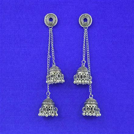 Kashmiri Earring With Oxidised Plating