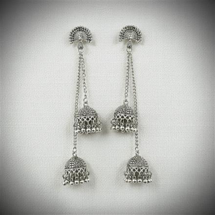 Kashmiri Earring With Oxidised Plating