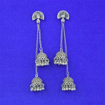 Kashmiri Earring With Oxidised Plating