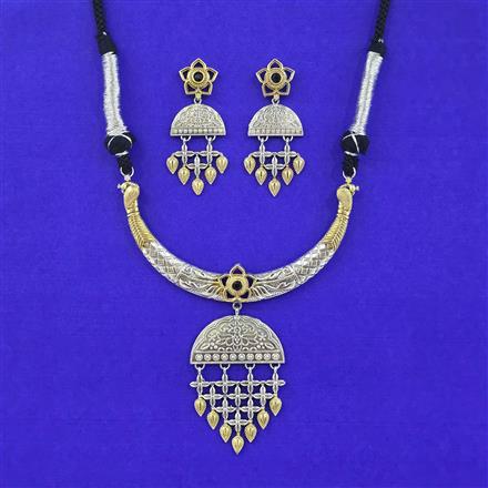 Oxidised Classic Necklace Set With 2 Tone Plating