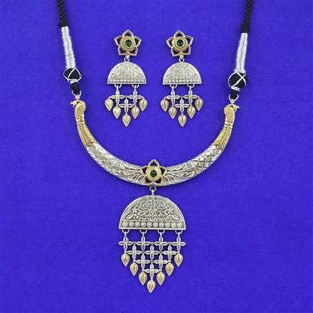 Oxidised Classic Necklace Set With 2 Tone Plating
