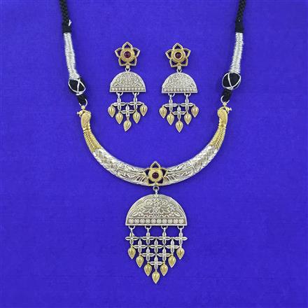 Oxidised Classic Necklace Set With 2 Tone Plating