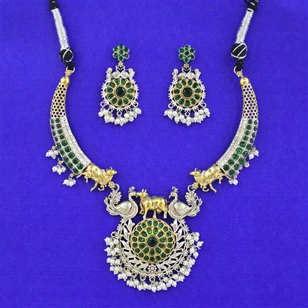 Oxidised Classic Necklace Set With 2 Tone Plating