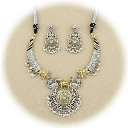 Oxidised Classic Necklace Set With 2 Tone Plating