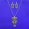 Oxidised Temple Pendant Set With 2 Tone Plating