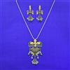 Oxidised Temple Pendant Set With 2 Tone Plating
