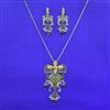 Oxidised Temple Pendant Set With 2 Tone Plating