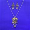 Oxidised Temple Pendant Set With 2 Tone Plating