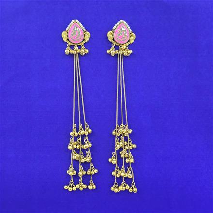 Oxidised Long Earring With Gold Plating