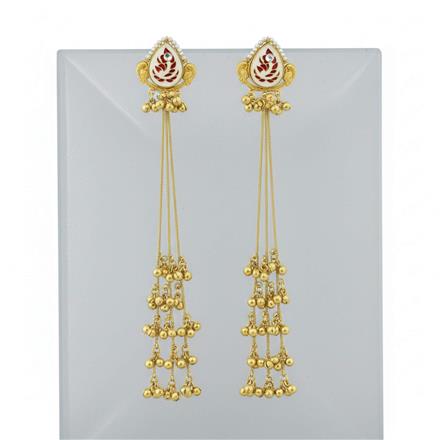 Oxidised Long Earring With Gold Plating