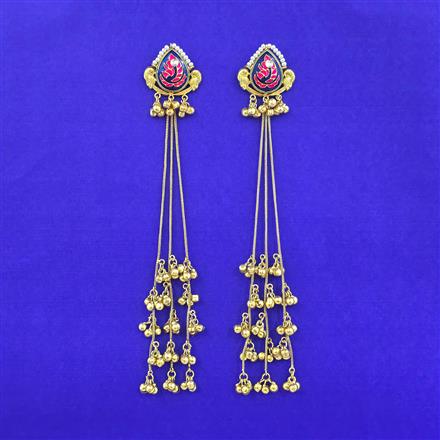 Oxidised Long Earring With Gold Plating