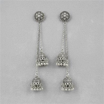 Kashmiri Earring With Oxidised Plating