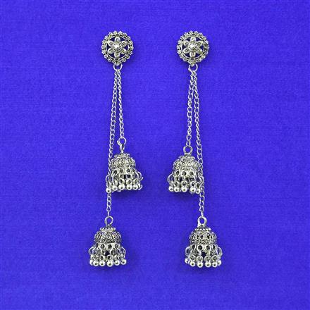 Kashmiri Earring With Oxidised Plating