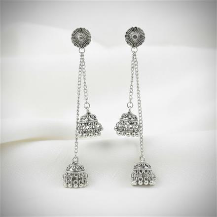 Kashmiri Earring With Oxidised Plating