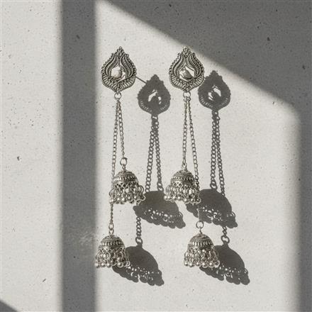 Kashmiri Earring With Oxidised Plating