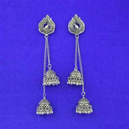 Kashmiri Earring With Oxidised Plating
