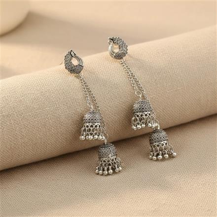 Kashmiri Earring With Oxidised Plating