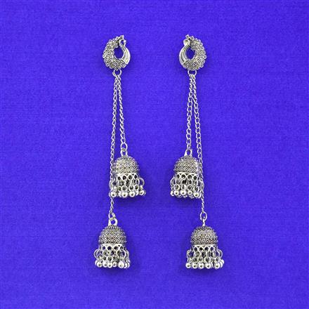 Kashmiri Earring With Oxidised Plating
