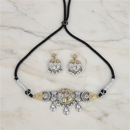 Oxidised Choker Necklace With 2 Tone Plating