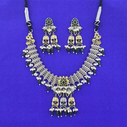 Oxidised Classic Necklace Set With 2 Tone Plating