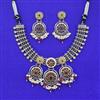 Oxidised Classic Necklace Set With 2 Tone Plating