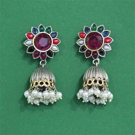 Oxidised Jhumki With 2 Tone Plating