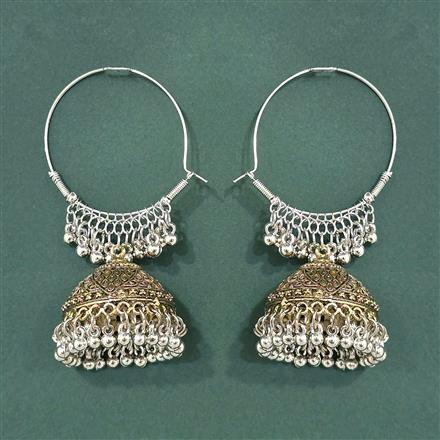 Oxidised Jhumki With 2 Tone Plating