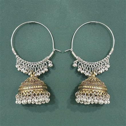 Oxidised Jhumki With 2 Tone Plating
