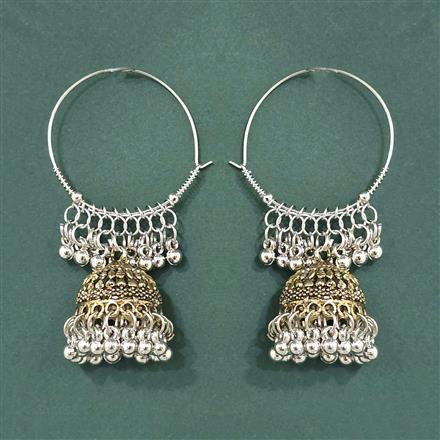 Oxidised Jhumki With 2 Tone Plating