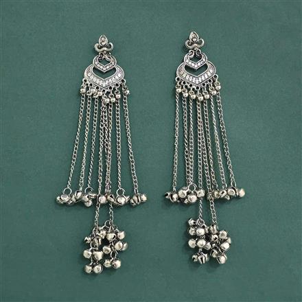 Kashmiri Earring With Oxidised Plating