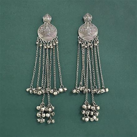 Kashmiri Earring With Oxidised Plating