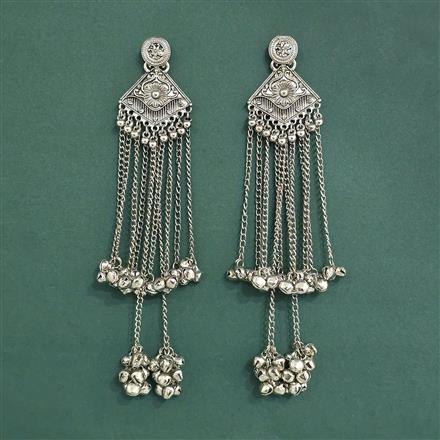 Oxidised Jhumki With 2 Tone Rhodium Plating